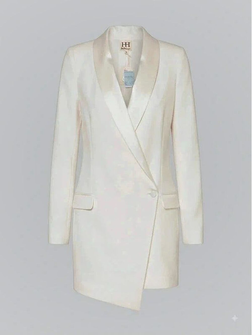 Haute Hippie Asymmetric One-Button Blazer Dress Ivory Women's 8 NWT